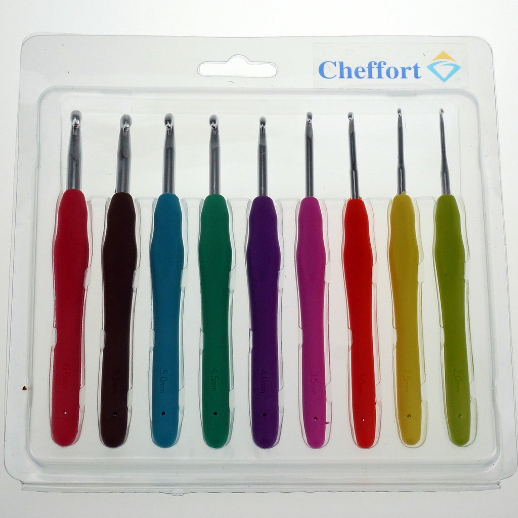 Crochet Hooks - Cheffort 9 Pcs Ergonomic Grip Crochet Hooks Set