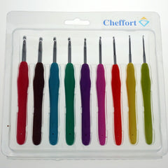 Crochet Hooks - "Cheffort" 9 Pcs Ergonomic Grip Crochet Hooks Set Bright and Fun Colors,9 Sizes,Mom Gifts，Aluminum Crochet Hooks Set