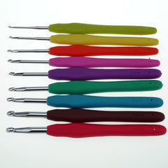 Crochet Hooks - "Cheffort" 9 Pcs Ergonomic Grip Crochet Hooks Set Bright and Fun Colors,9 Sizes,Mom Gifts，Aluminum Crochet Hooks Set