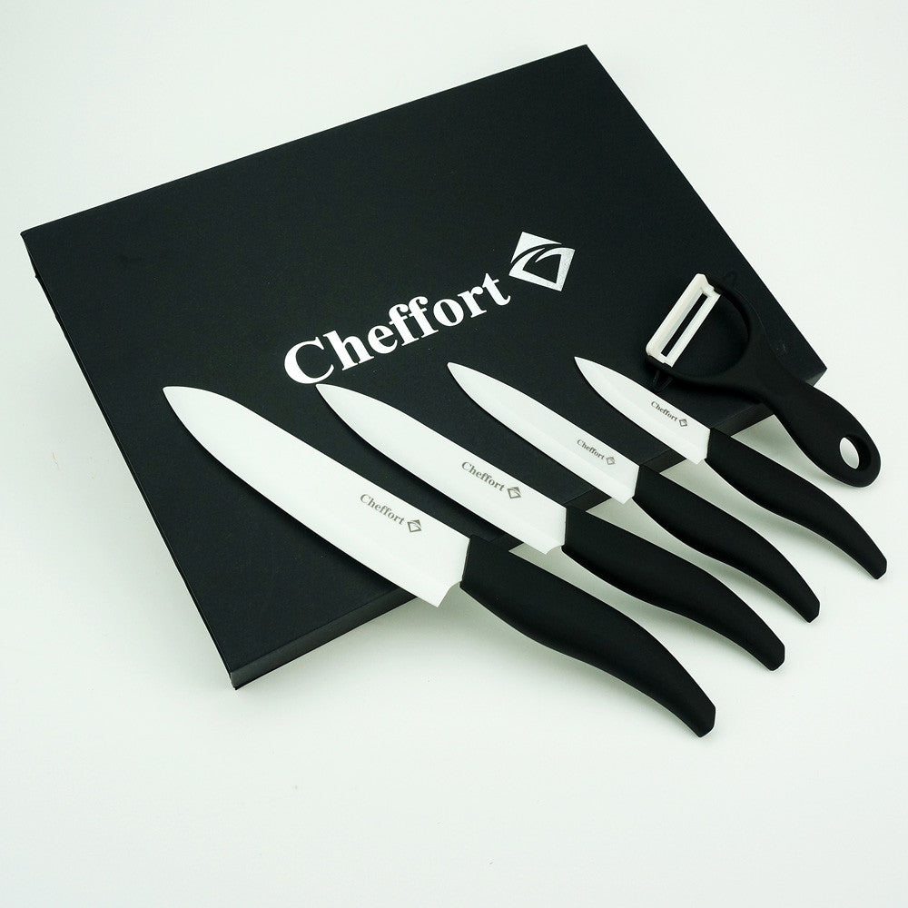 Ceramic Knives Set with Stand Utility Chef Knife with Peeler Black Zirconia  Blades Fruits Vegetables Paring Slicer with Sheaths